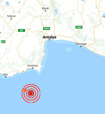 Akdeniz'de 4,0 büyüklüğünde deprem