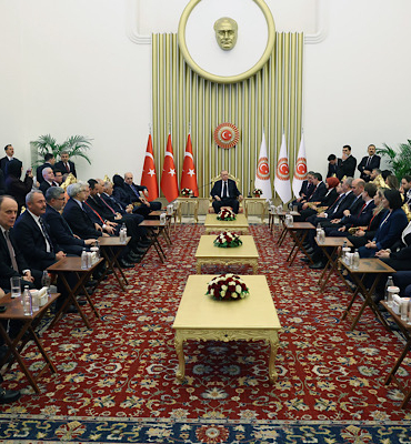 Erdoğan, TBMM'nin açılışının 106'ncı yıl dönümü resepsiyonuna katıldı