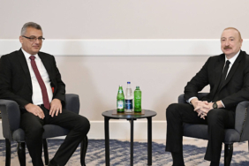 Aliyev, KKTC Cumhurbaşkanı Erhürman ile bir araya geldi